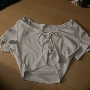 Romwe short sleeve tie front shirt